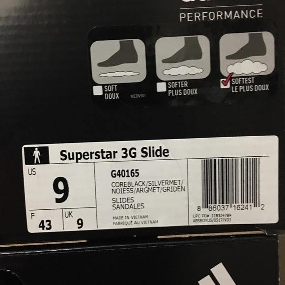 Adidas Superstar 3G Slide Sandals Black/Silver - Picture 3 of 3